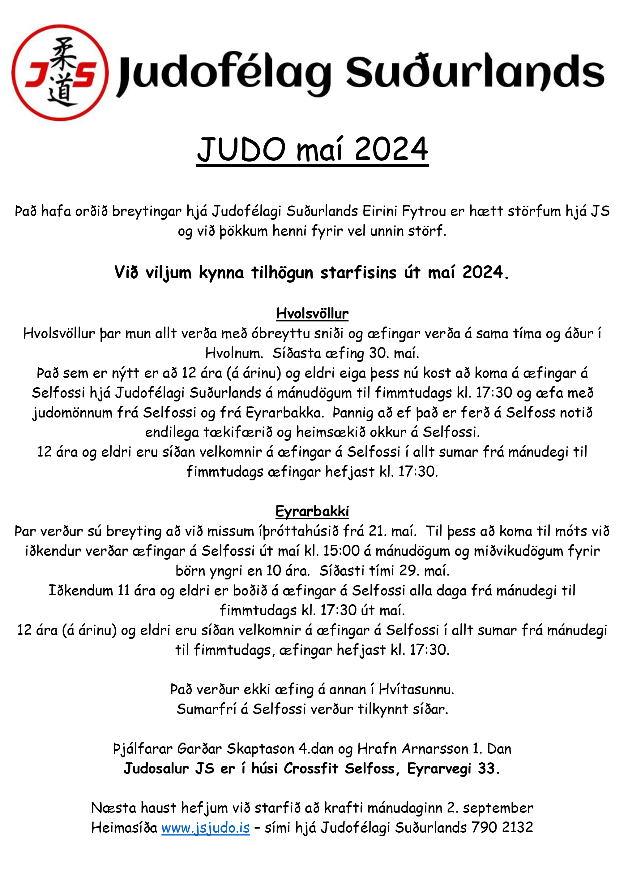 Read more about the article JUDO maí 2024