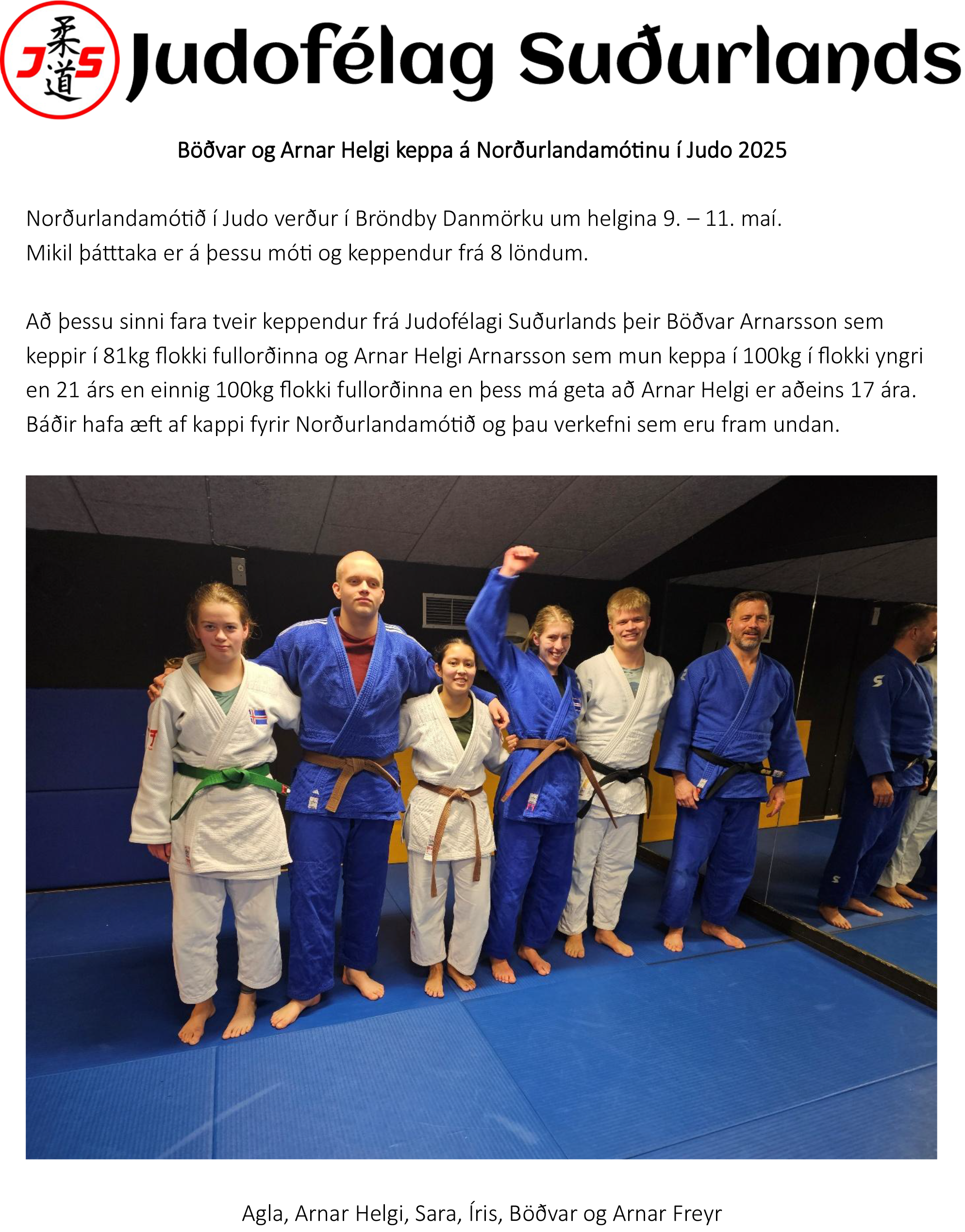 Read more about the article Böðvar og Arnar Helgi keppa á Norðurlandamótinu í Judo 2025